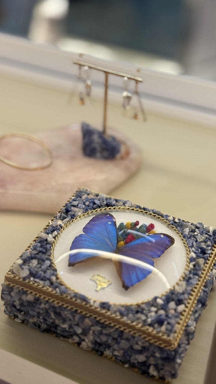Porta Jóias de Borboleta Azul Real