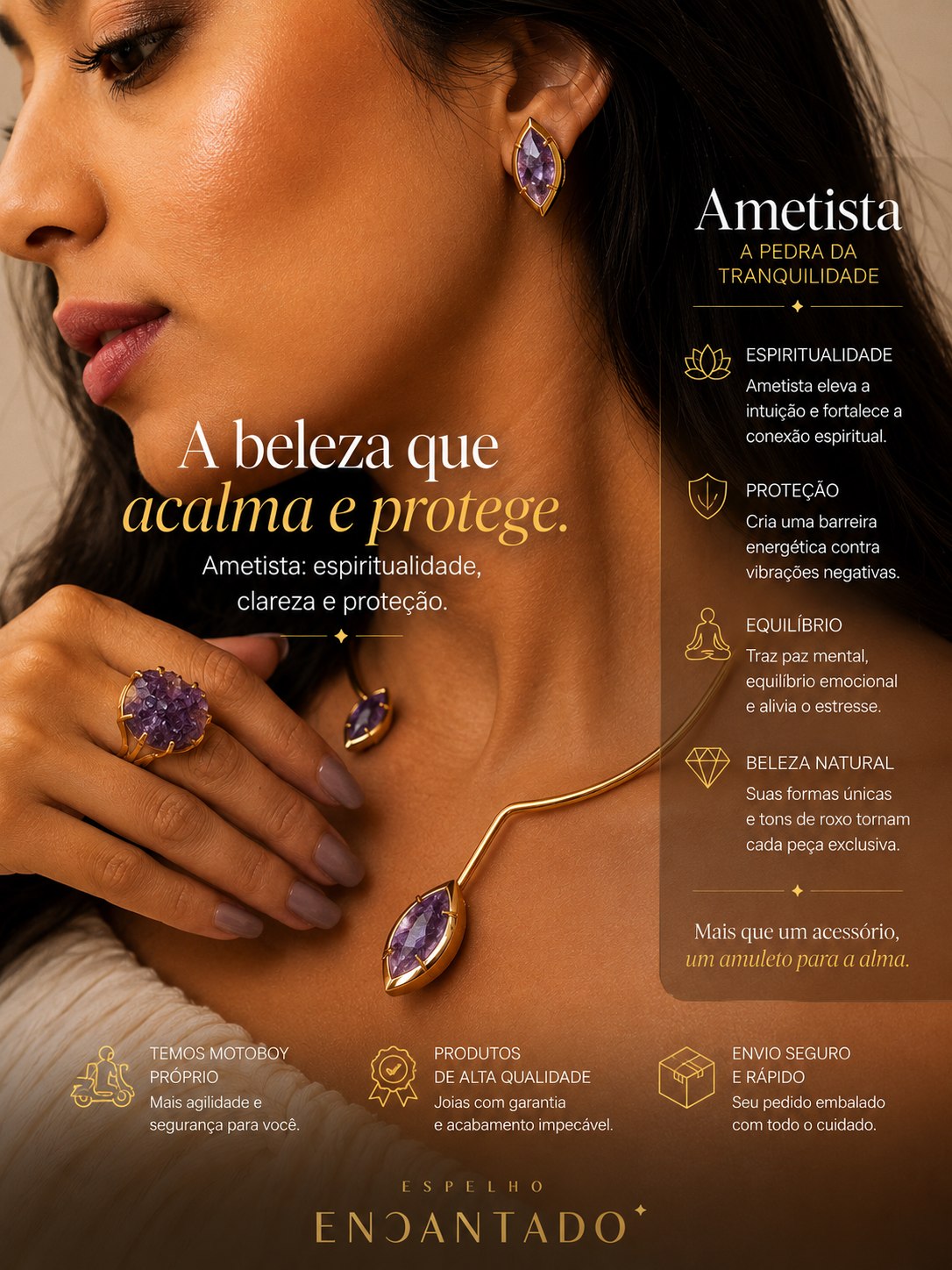 Conjunto Gargantilha ametista + Brinco