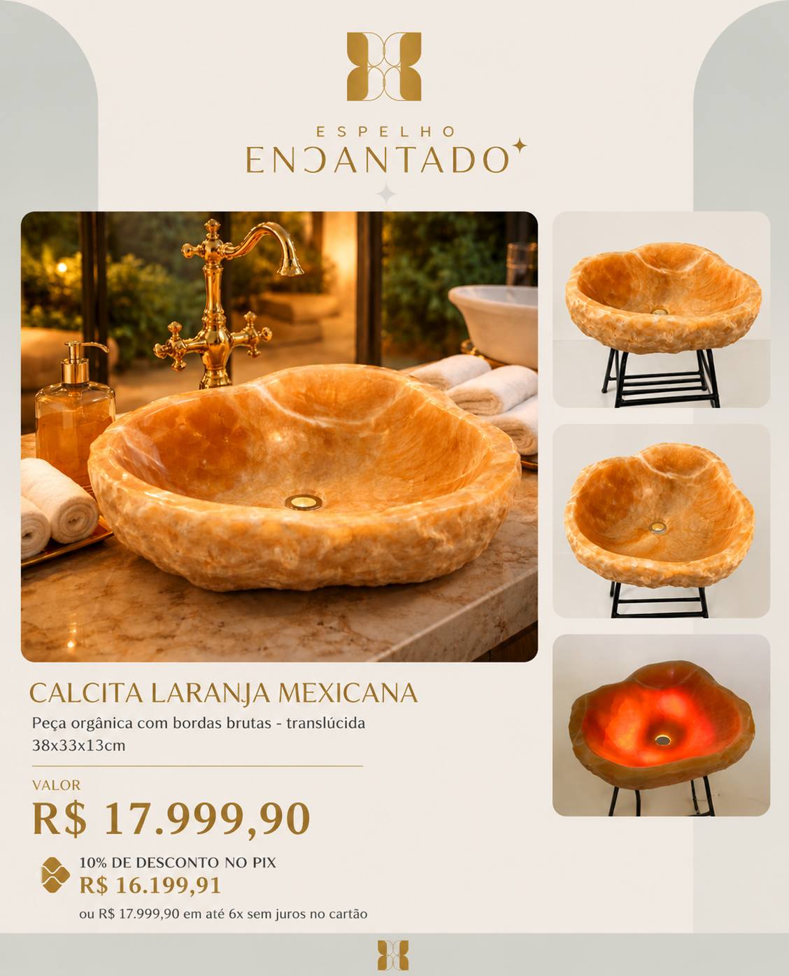 Cuba de Pia - Calcita Laranja Mexicana
