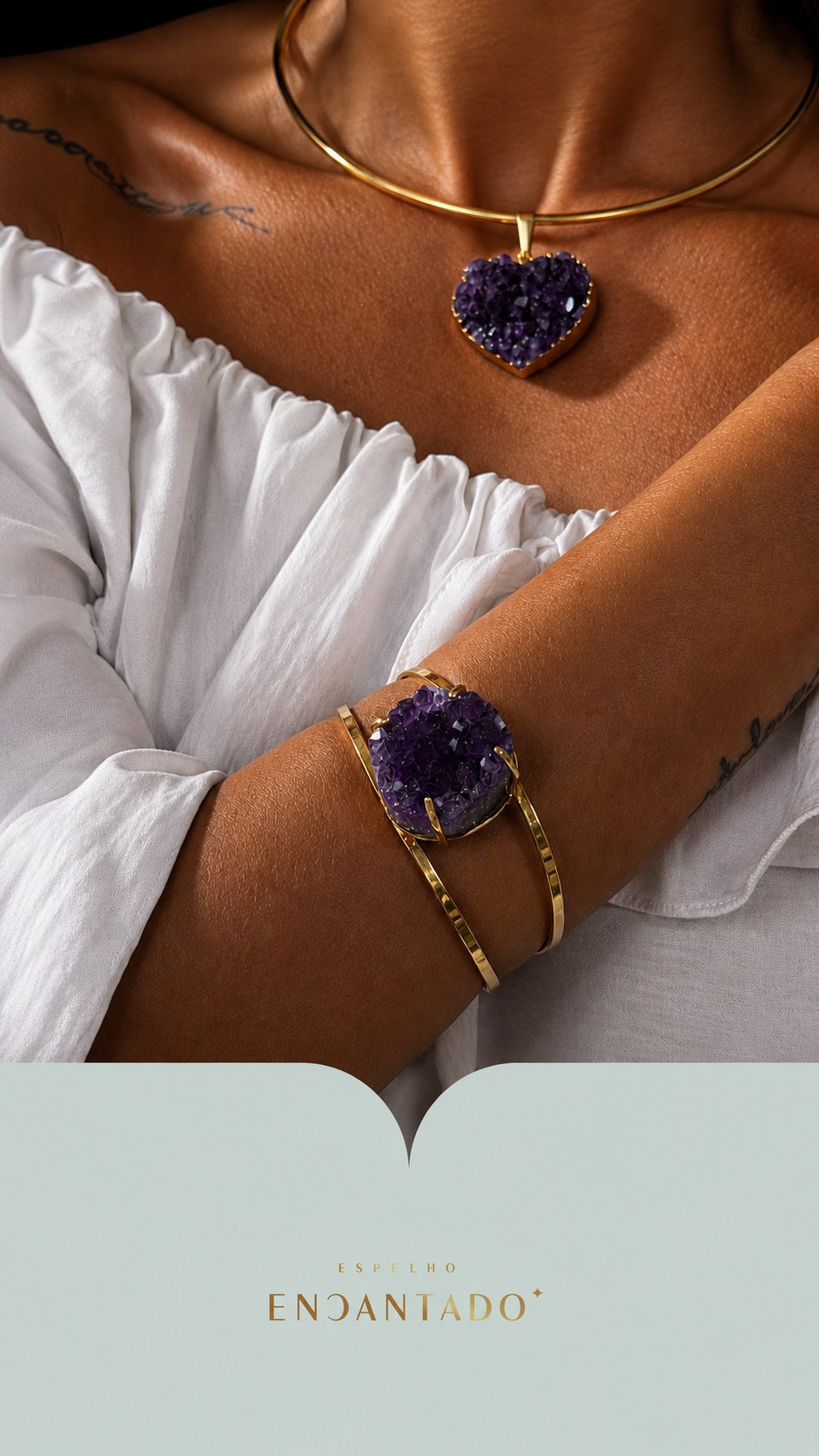 Pingente e Bracelete de Ametista (Conjunto)