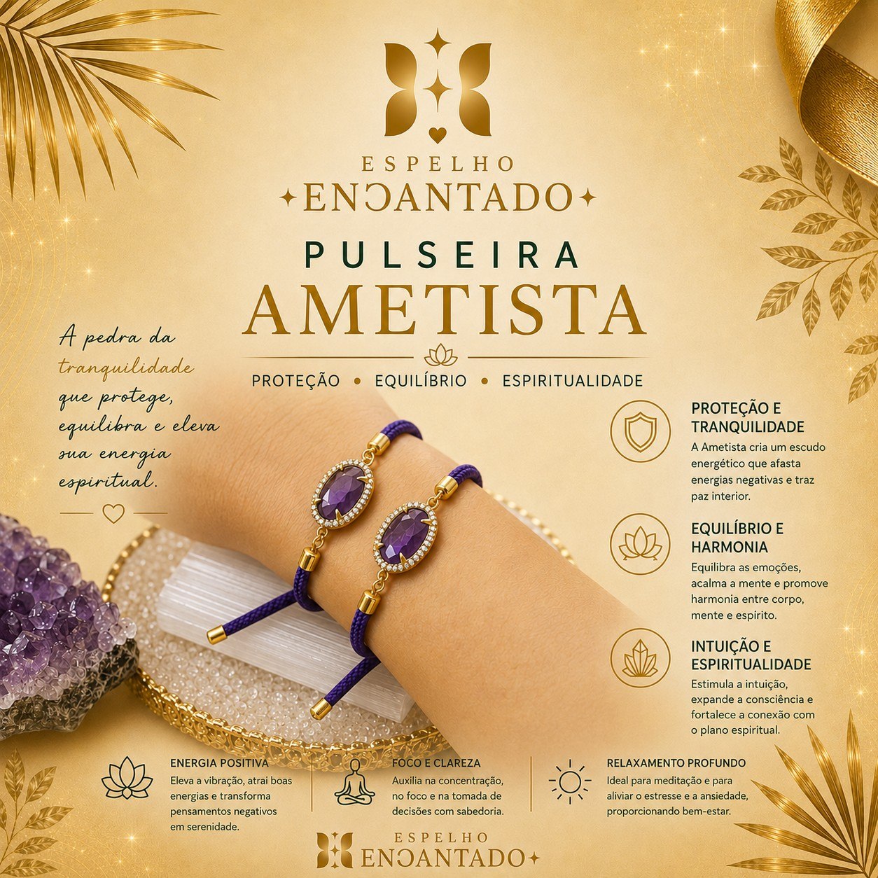 Pulseira Cordão Ametista