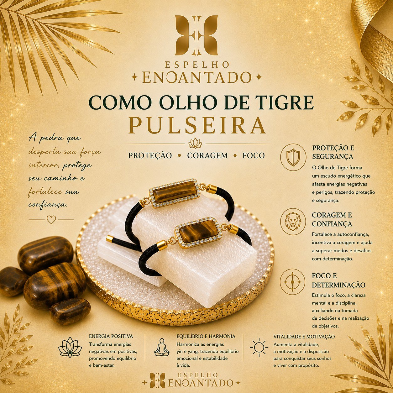 Pulseira Cordão Olho de Tigre