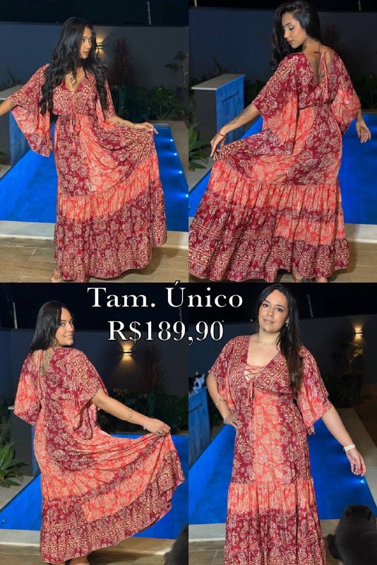 Vestido Longo de Seda Estampado