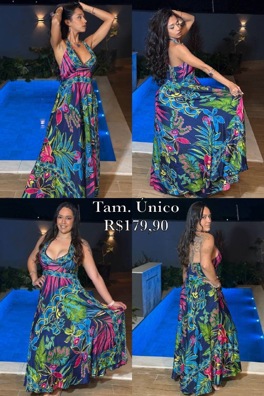 Vestido Longo de Seda Estampado