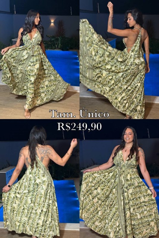 Vestido Longo Nadador de Seda Estampado
